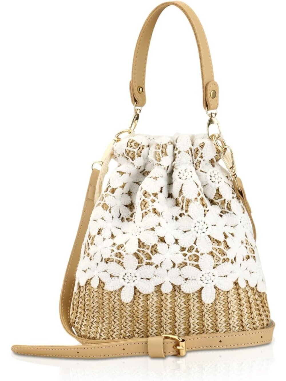 Chic Bamboo Handbag | Half Moon Beach Purse | Woven Straw Crossbody Sling Bag